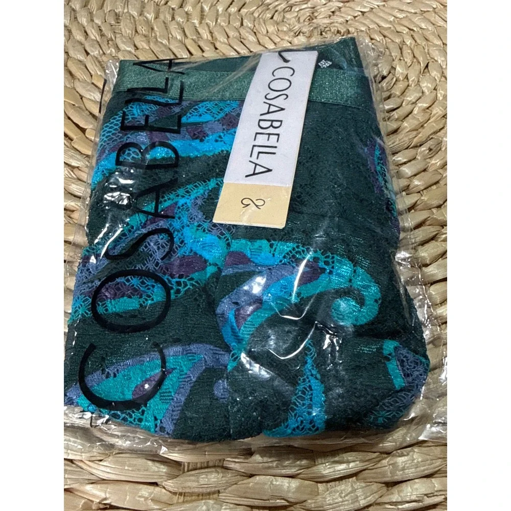 Cosabella Never Say Never Printed Italian Thong  Paisley Green Lace Men's XL